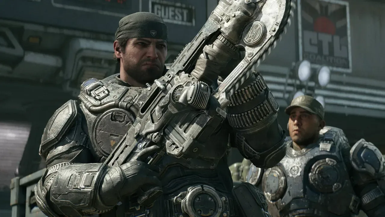Close-range Gnasher shotgun combat in Gears of War: E-Day