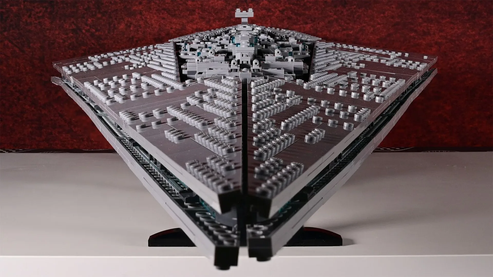 LEGO Executor Super Star Destroyer display model shown in profile