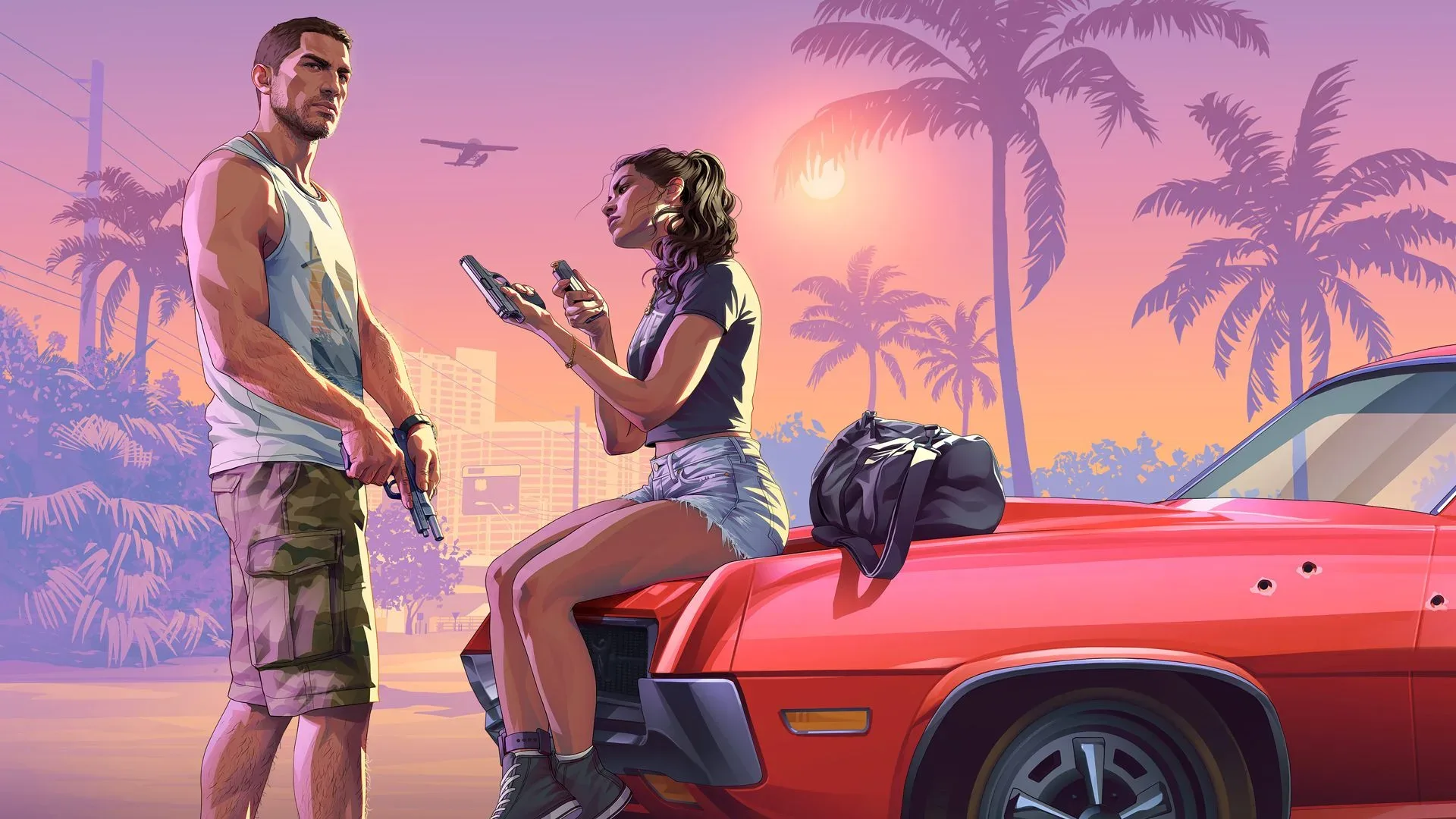 Grand Theft Auto VI artwork showing Leonida and Vice City