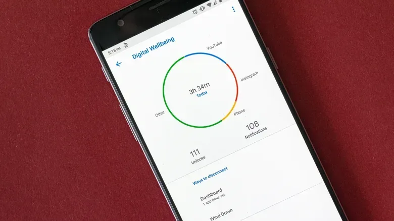 Digital Wellbeing app on Android phone.