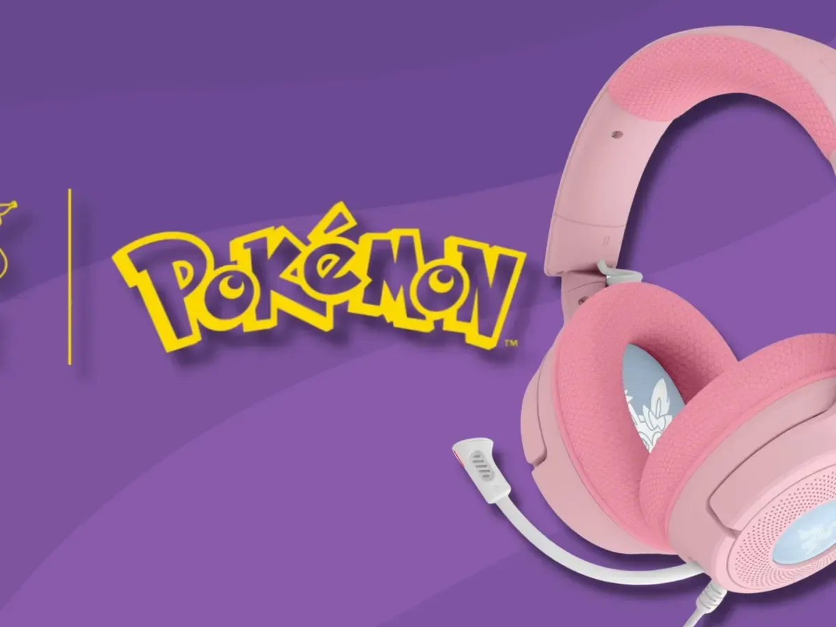 Sylveon-themed Razer Kraken headset with pastel colors and blue earcup details