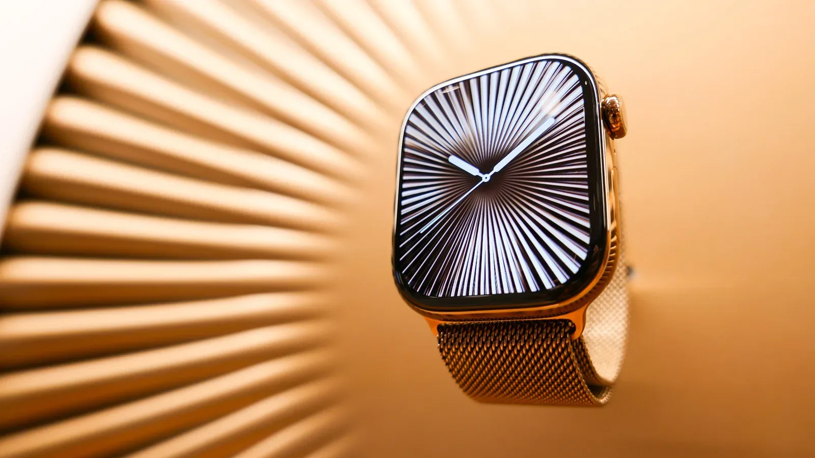 Apple Watch Series 10 showing a bright OLED smartwatch display