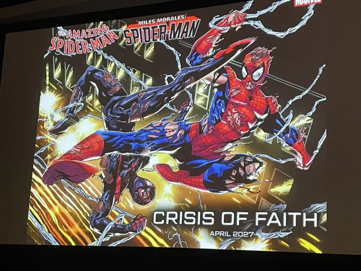 Marvel Crisis of Faith logo for the Peter Parker and Miles Morales crossover
