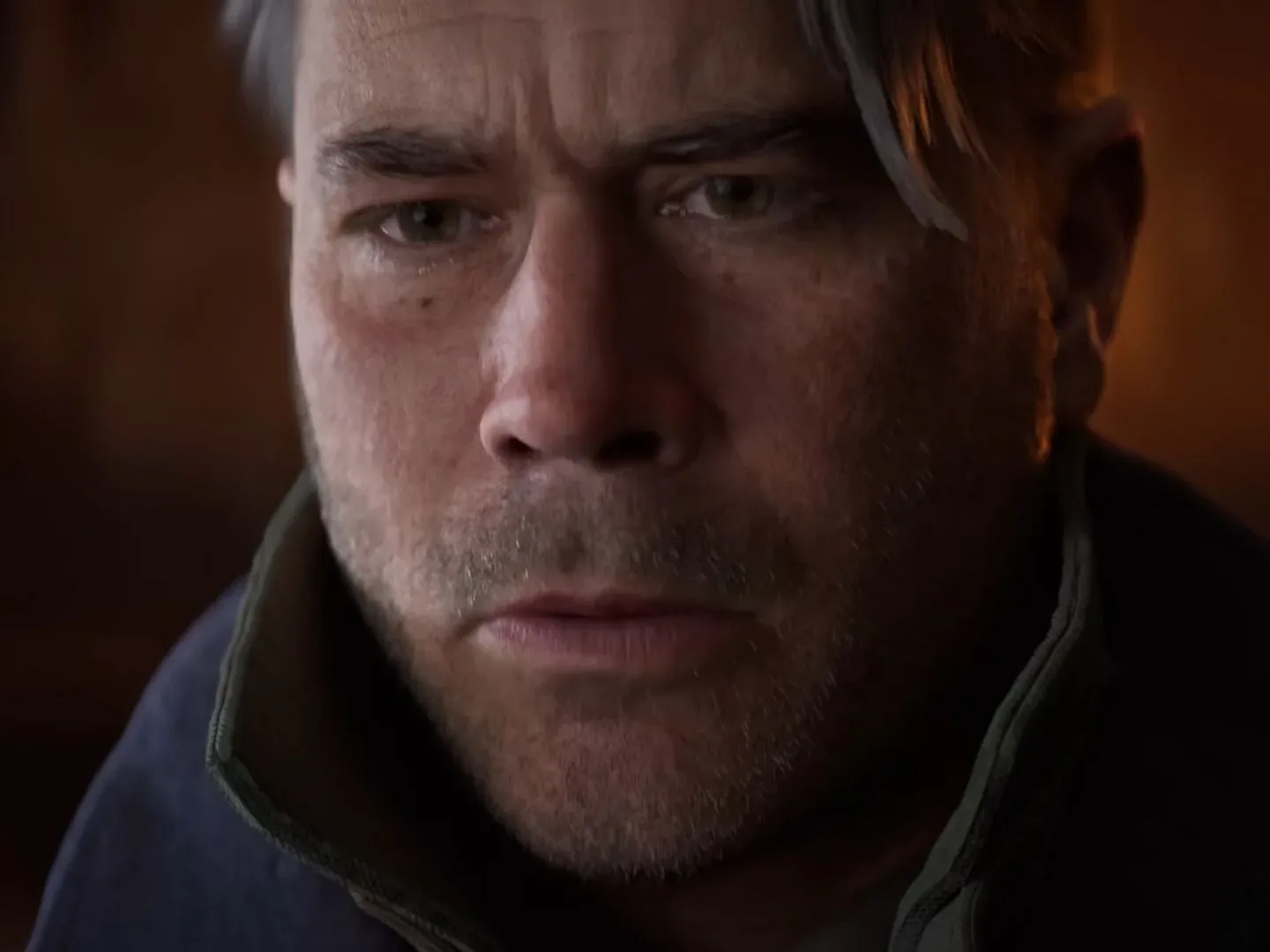 Arc Raiders character in cutscene with pensive expression