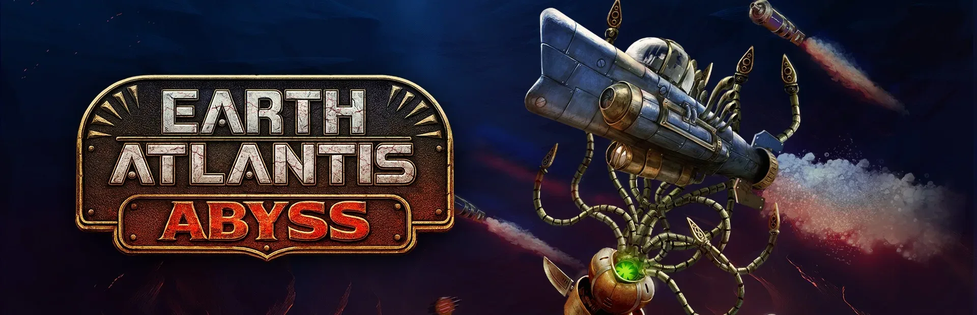 Earth Atlantis Abyss PC game artwork featuring Captain Pypher's submarine in a flooded world
