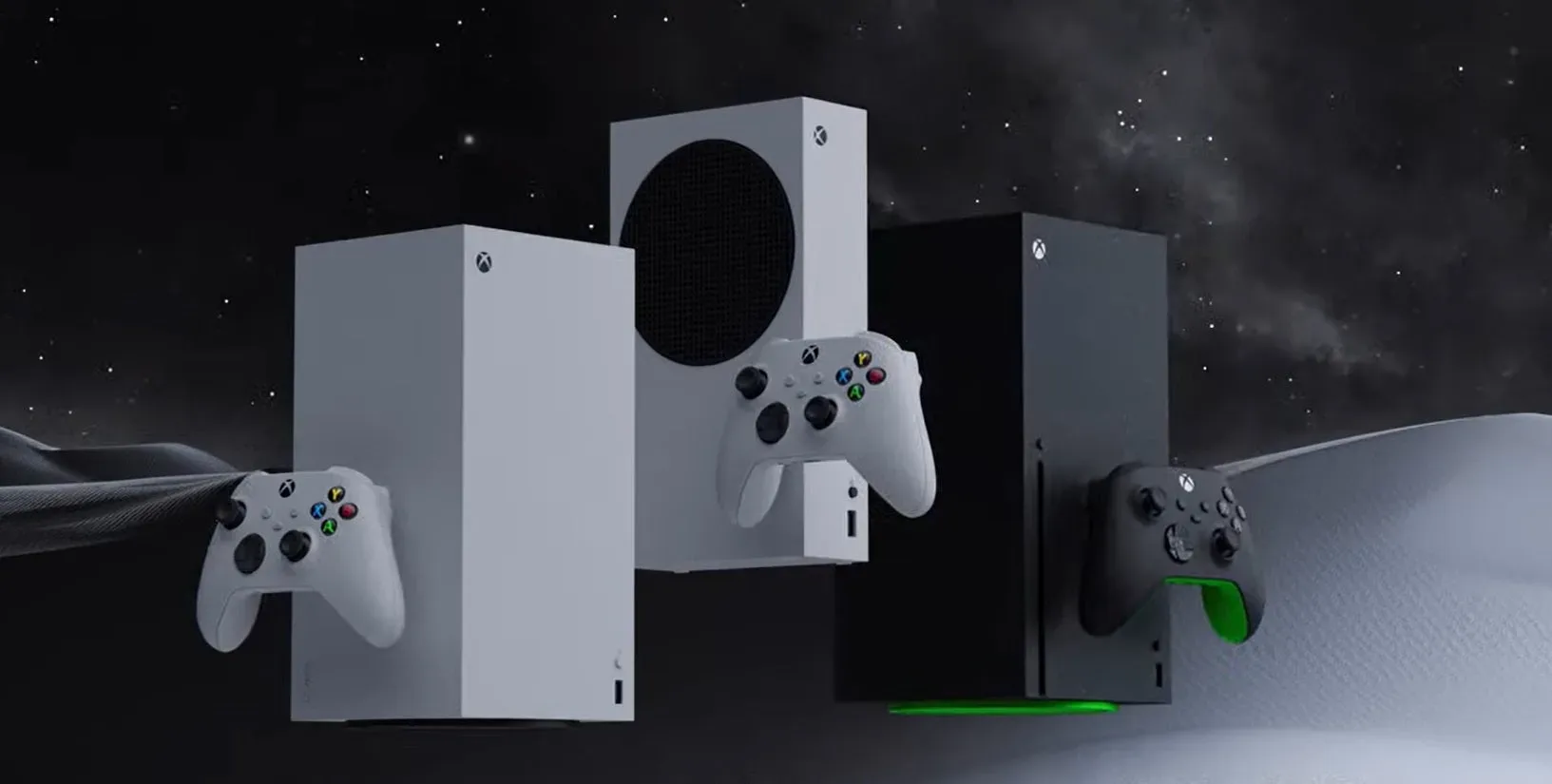 An Xbox Series X and Xbox Series S beside a trade-in message on a screen