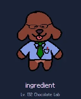 A hand-drawn dog character wearing customizable clothing in Dog Online