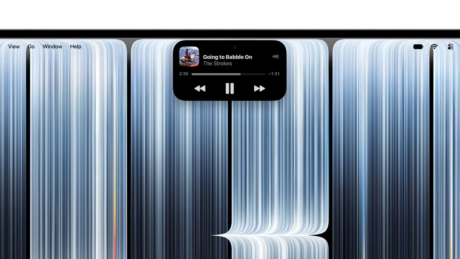 Dynamic Island interface at the top of a new MacBook Pro display