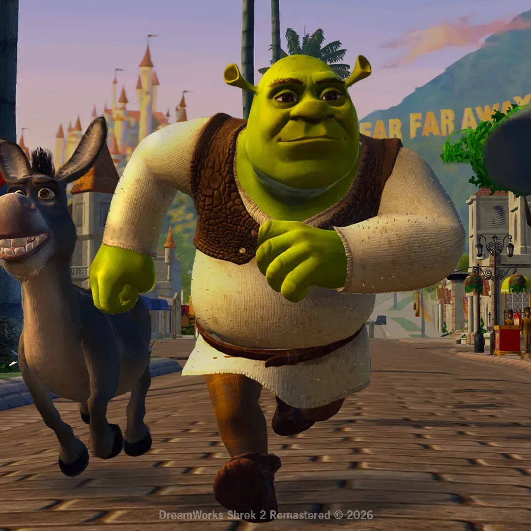Shrek 2 Remastered scene showing the updated visual presentation