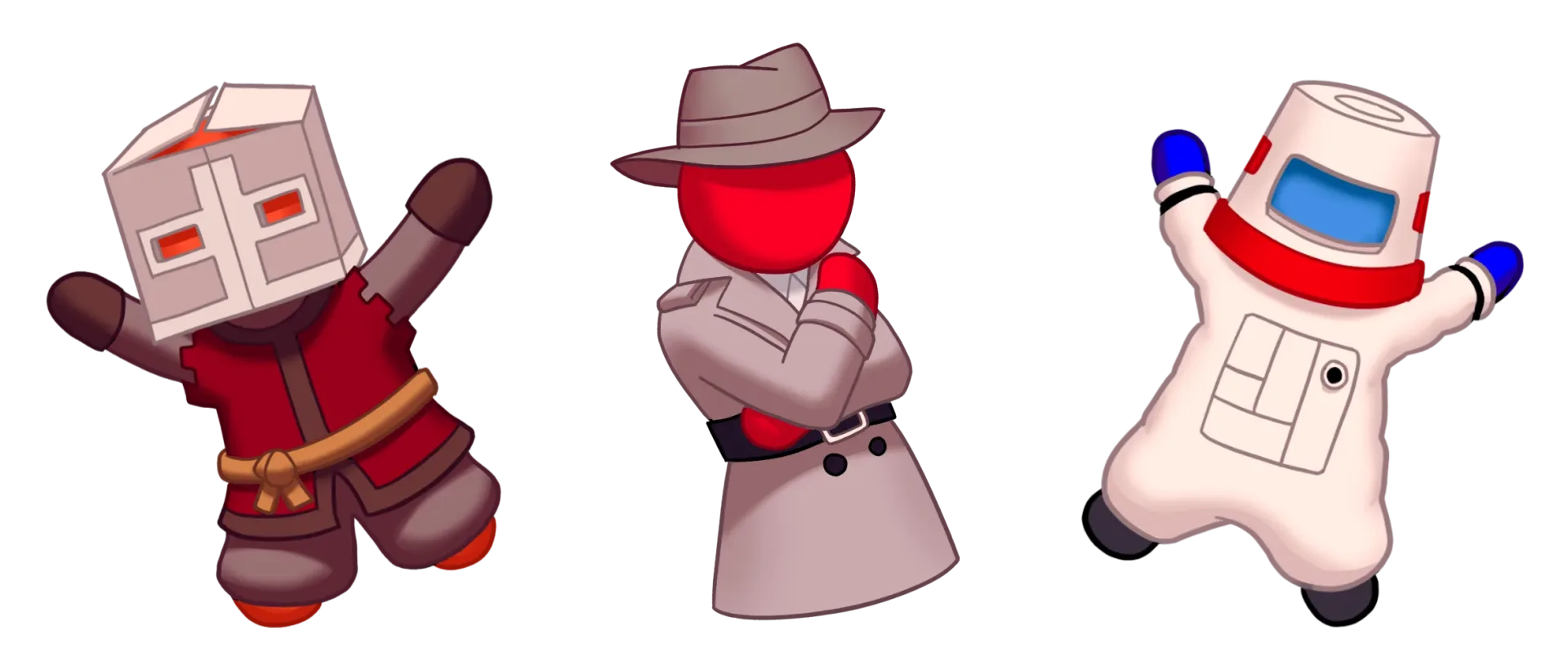 PlateUp! character costumes including detective, astronaut, knight, witch and diver outfits