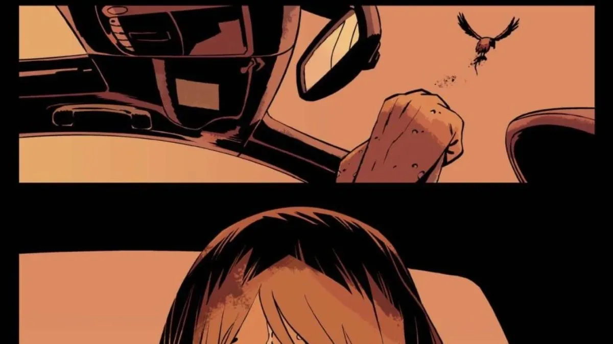 Of the Earth #6 cover featuring a mostly white field with a black oil-like drip