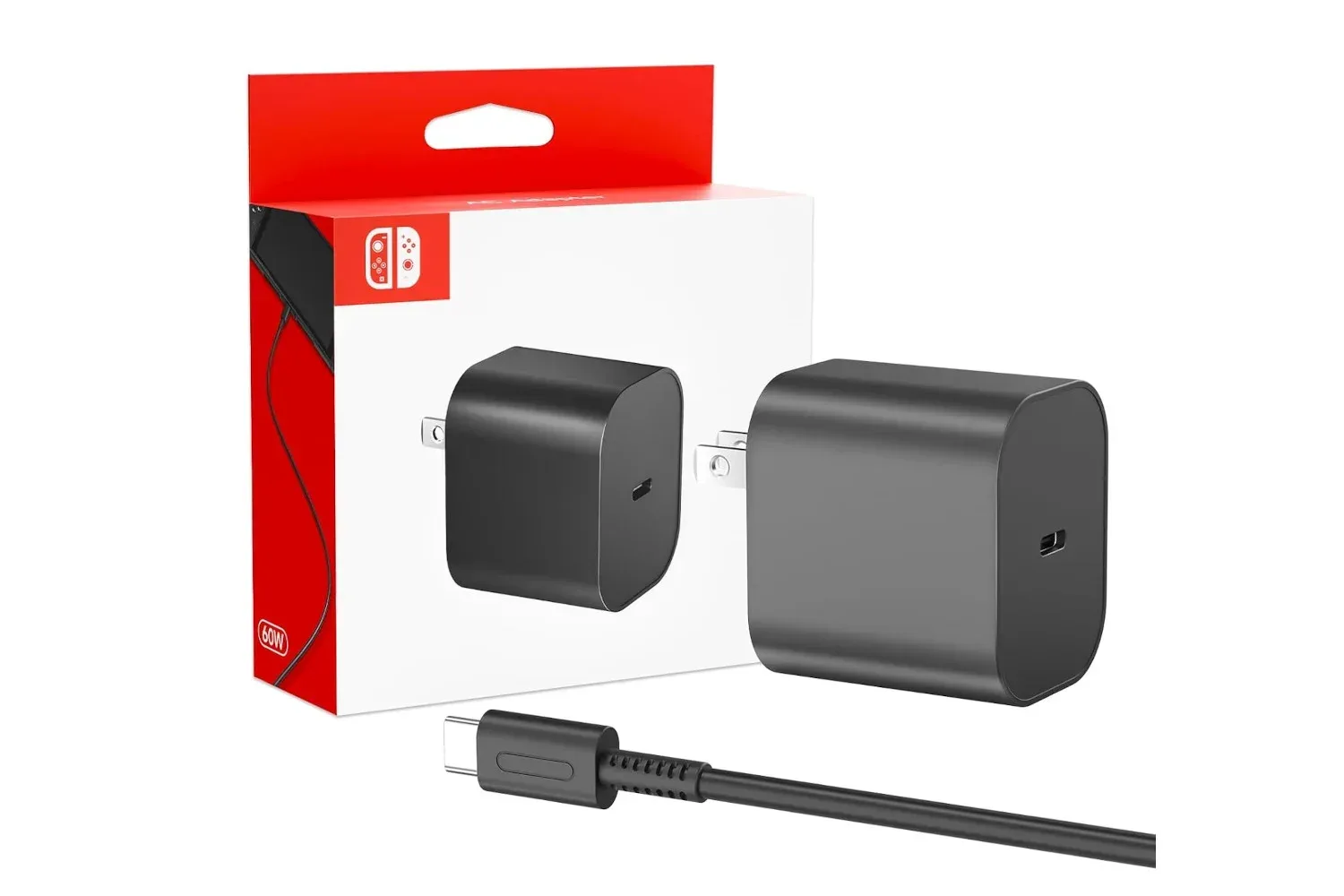 Saturndock 60W USB-C charger and detachable five-foot cable for Nintendo Switch 2