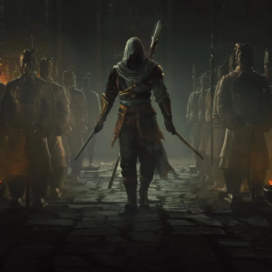 Assassin’s Creed Destiny combat scene with soldiers carrying swords and spears