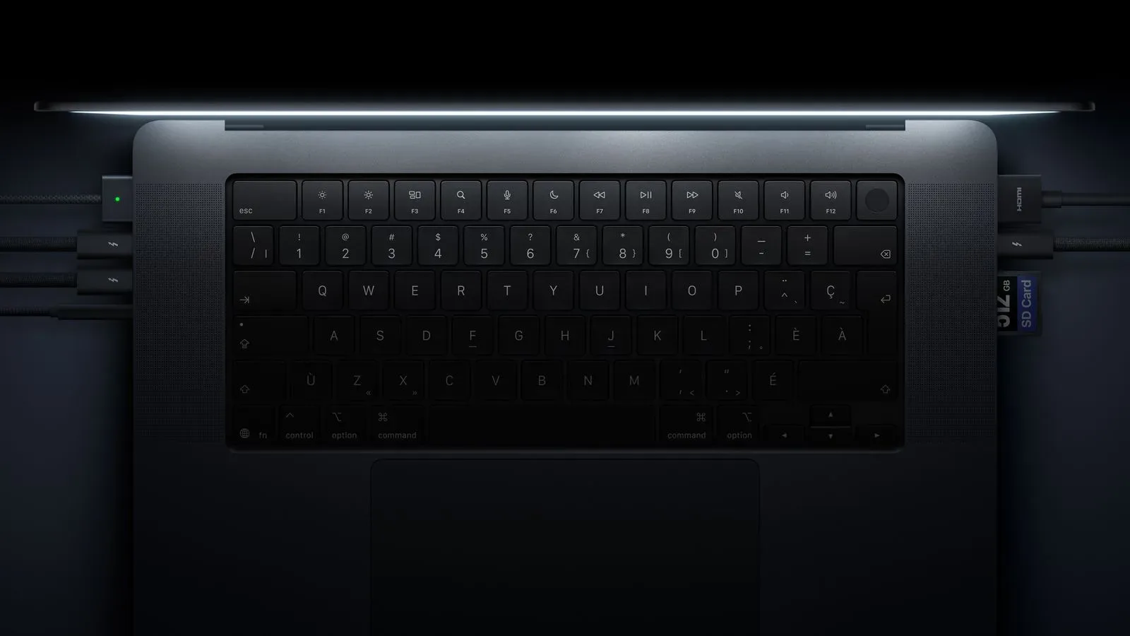 A touchscreen MacBook Pro representing the new 16TB internal storage configuration