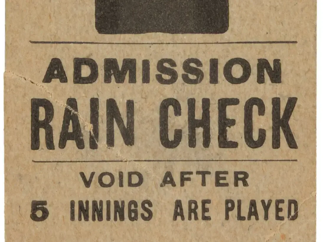 Reverse of 1903 World Series Game 1 ticket with handwritten message to Charlie