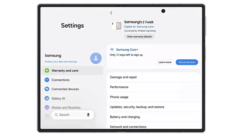 Galaxy phone About phone screen showing where to find device identifiers