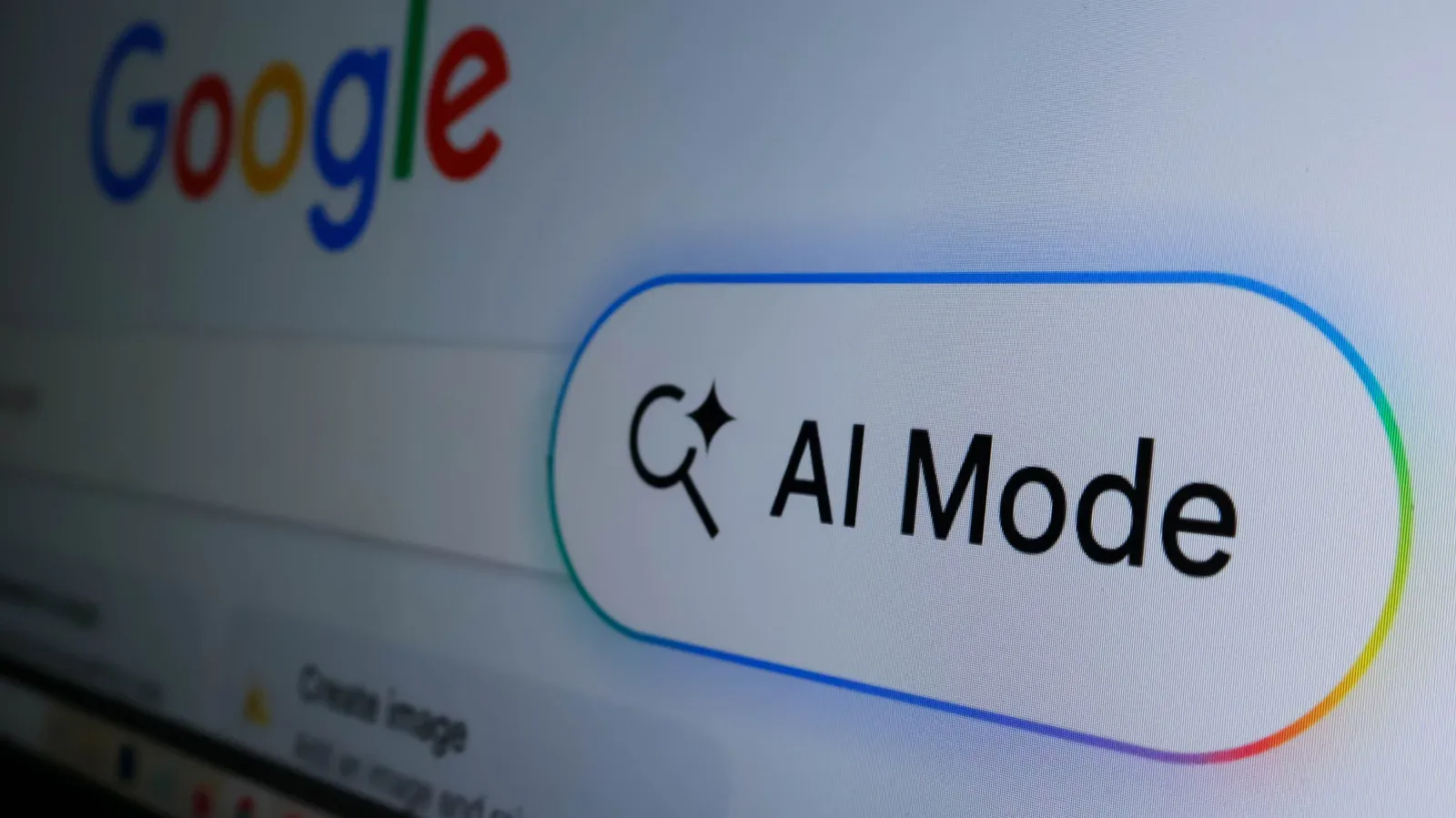 Google AI Mode search interface showing a sponsored result in a conversational search thread