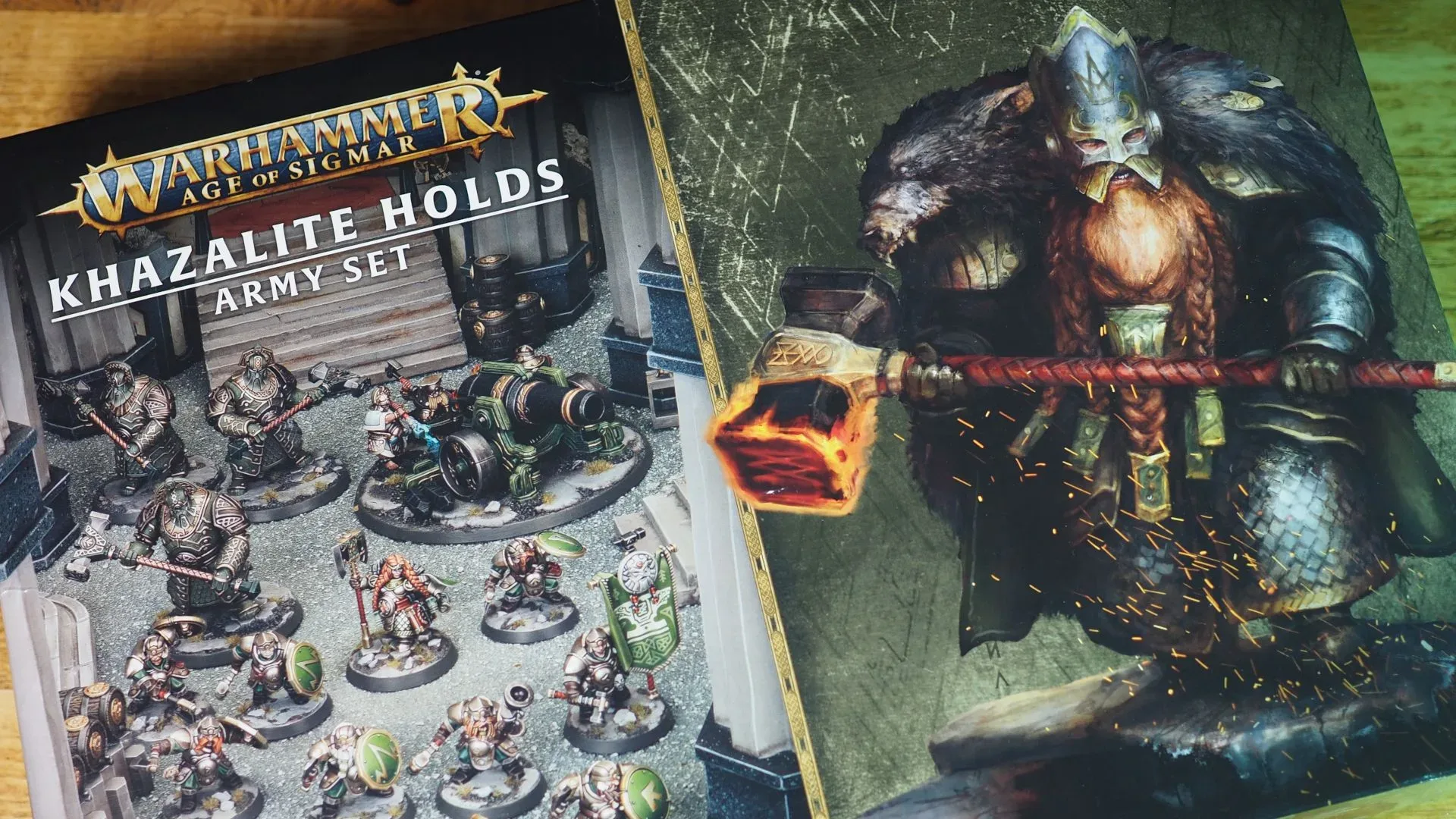 Khazalite Holds Army Set miniatures including Clanshields, Gholems, artillery and Hjulda Drakkblud