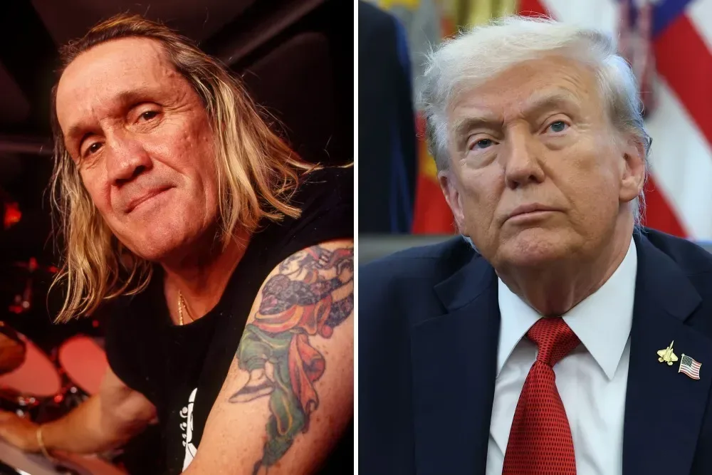 Nicko McBrain performing with Iron Maiden