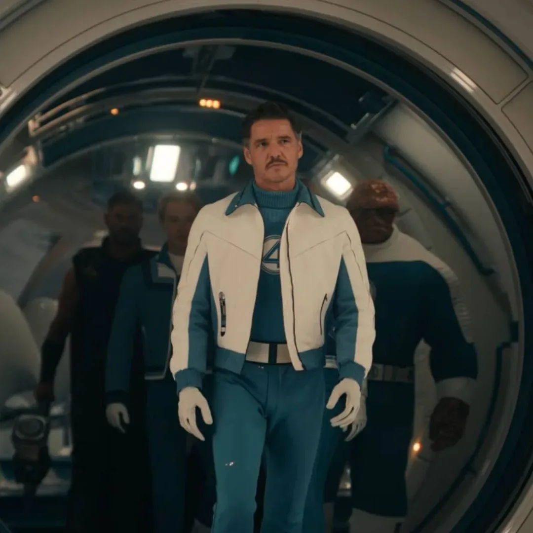 Pedro Pascal as Reed Richards with the Fantastic Four and Thor in Avengers: Doomsday