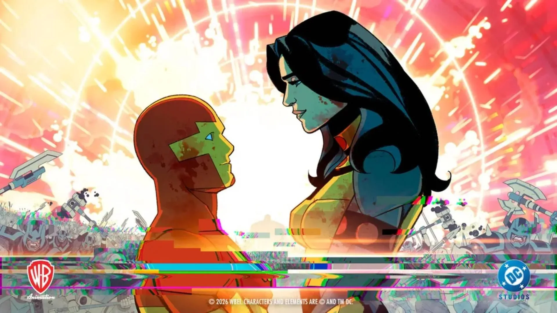 Scott Free and Big Barda share a moment after a battle in the animated DCU Mister Miracle series