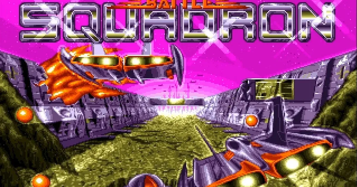 Battle Squadron CD32 Remix gameplay showing vertically scrolling shooter action