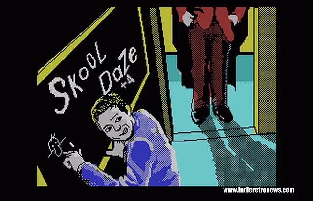 Skool Daze school hallway scene on Commodore Plus/4