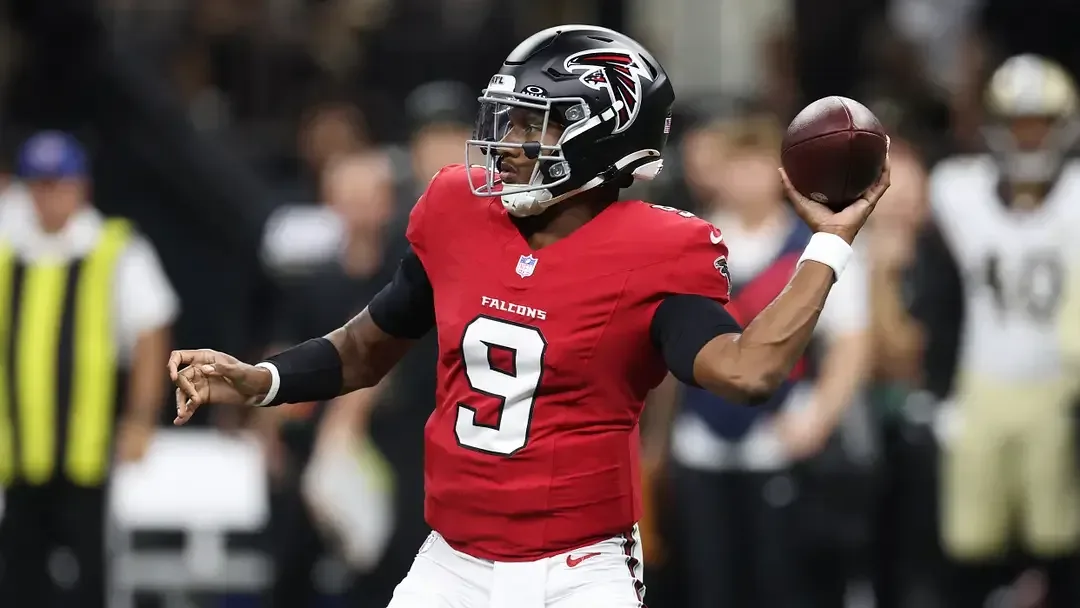 Michael Penix Jr. passes for the Atlanta Falcons against the New Orleans Saints.