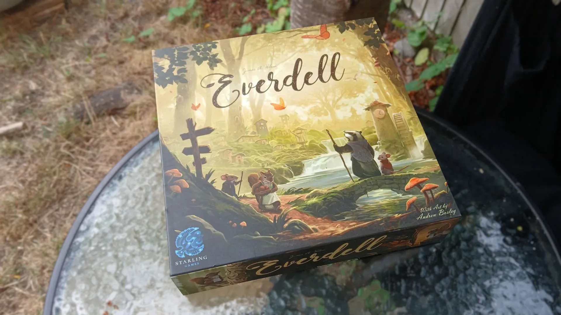 A tabletop arranged for a board-game night with colorful game pieces and cards