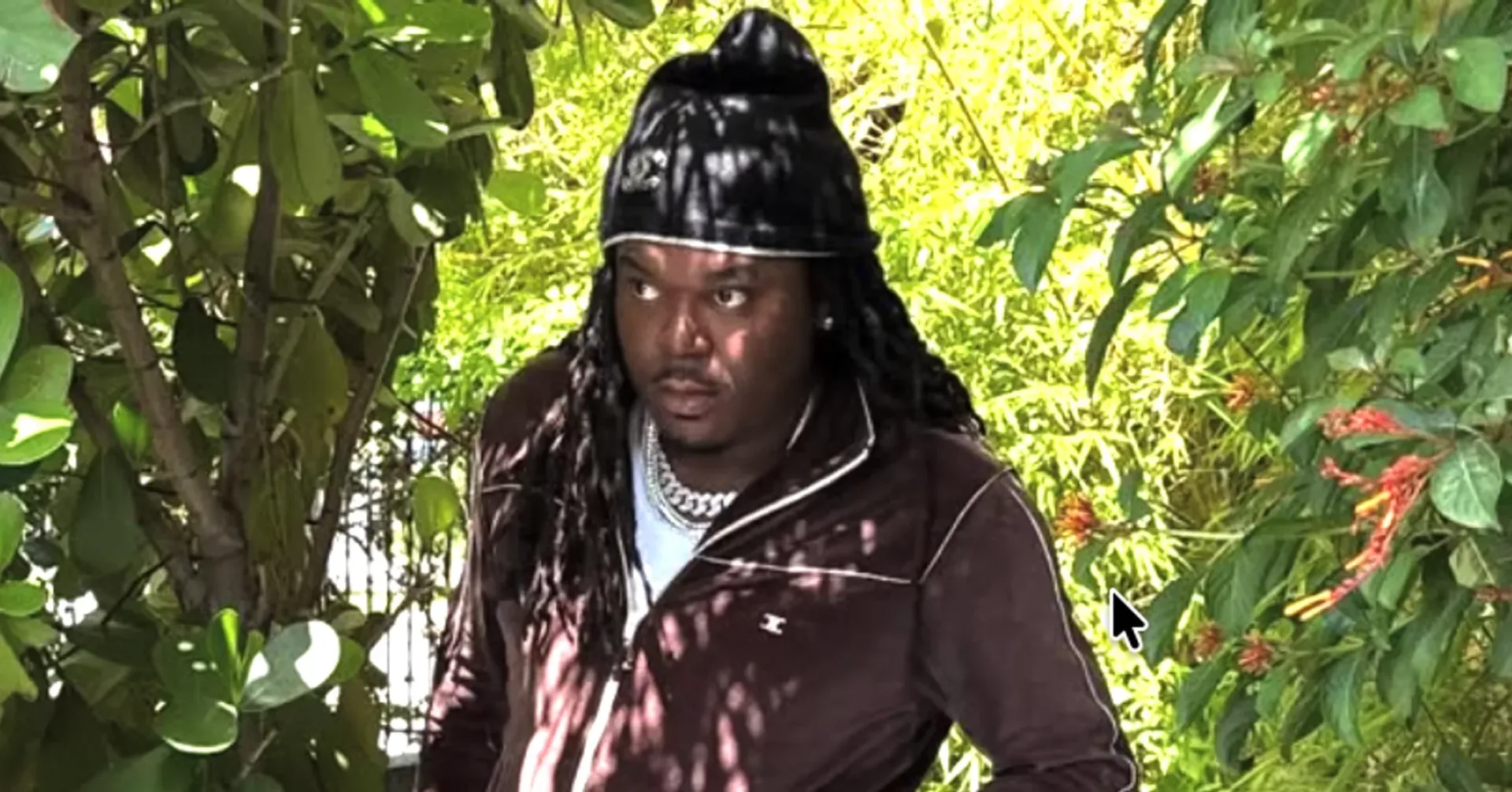 Lucki appearing in a video with bandages covering part of his neck after the ComplexCon incident