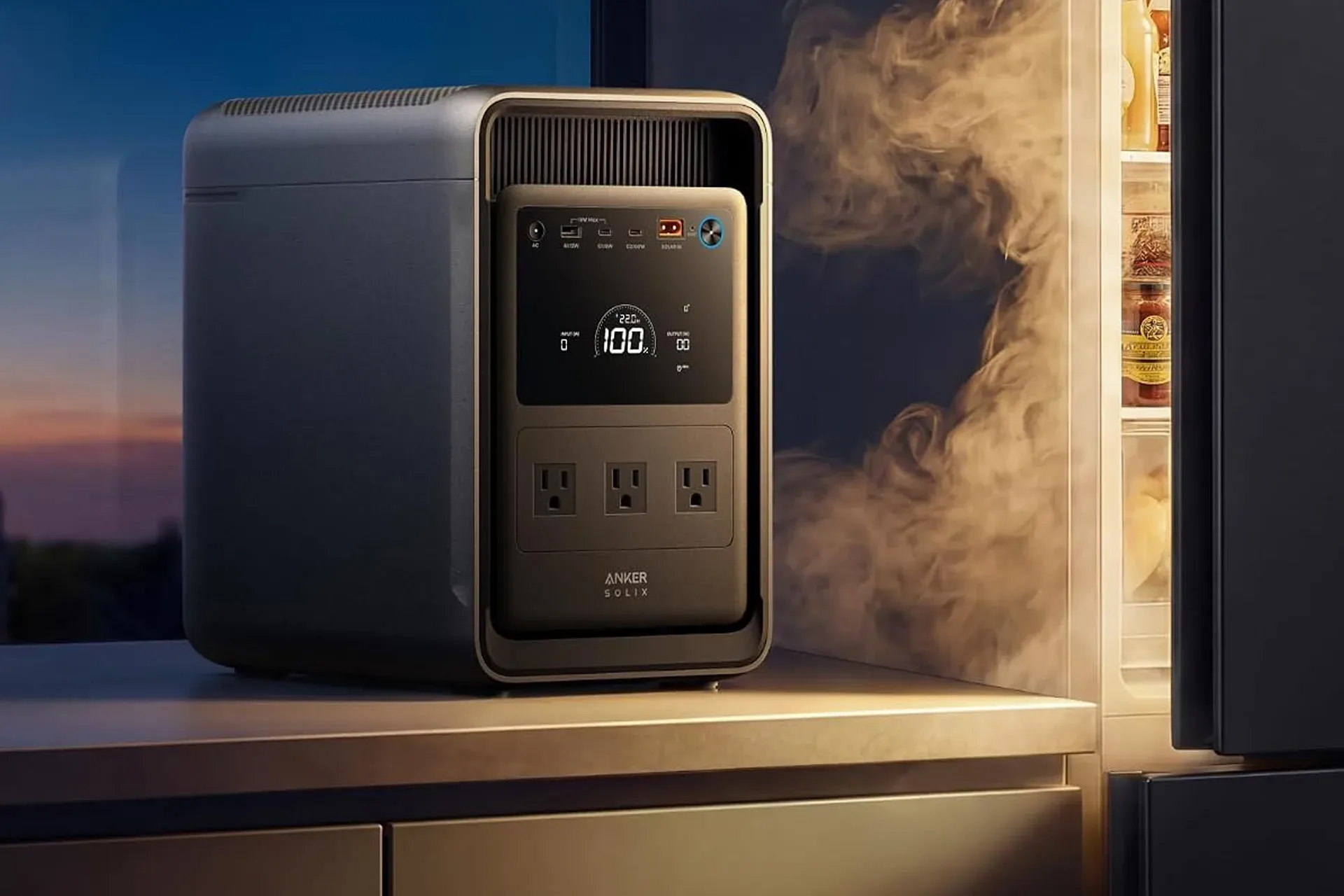 Anker SOLIX S2000 portable power station used as home backup power