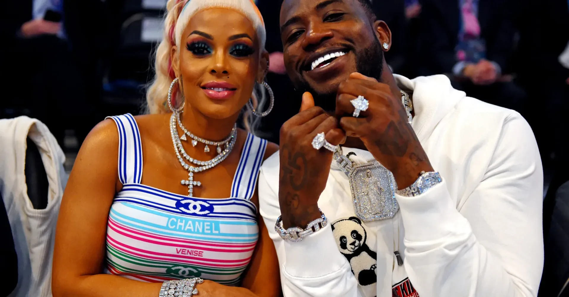 Keyshia Ka’oir and Gucci Mane during a public appearance