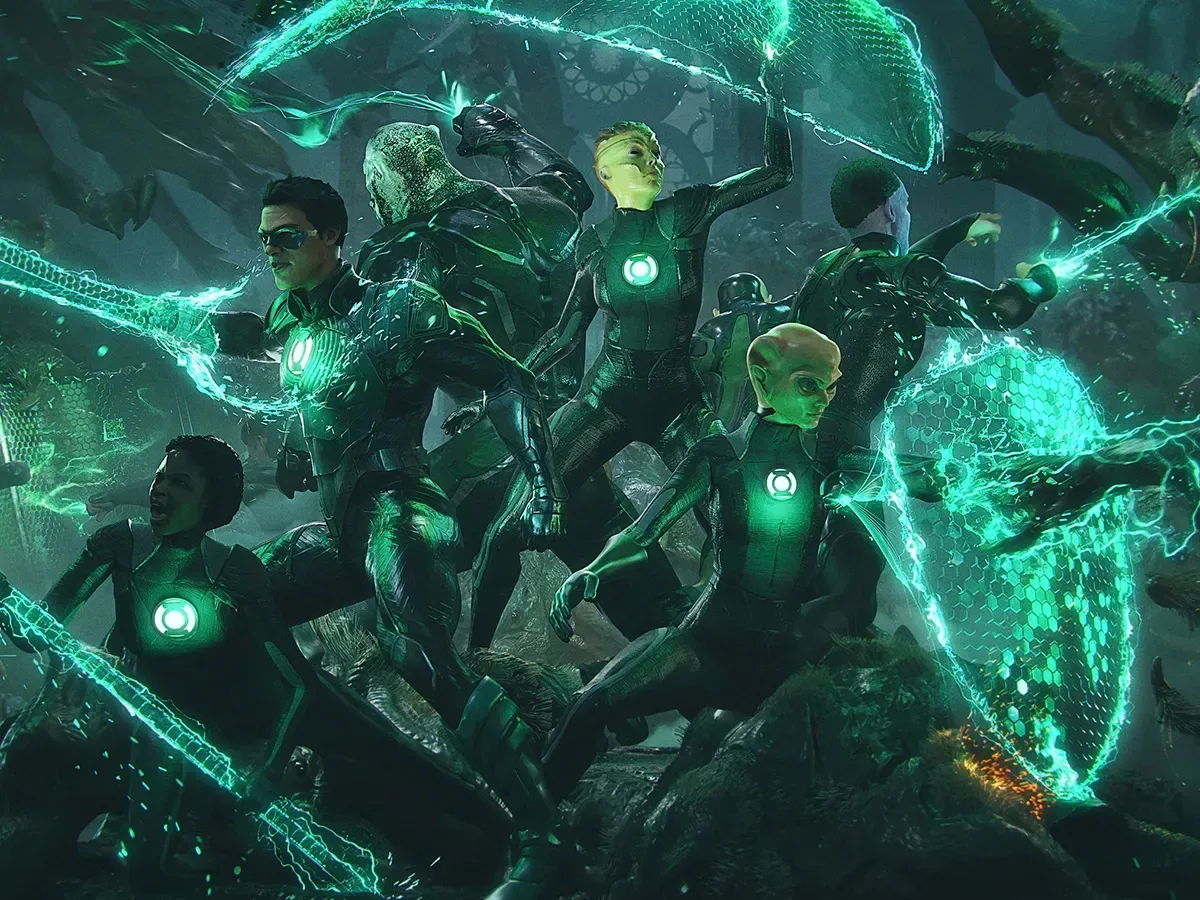 Early Guy Gardner costume concept for the canceled Emerald Knights series