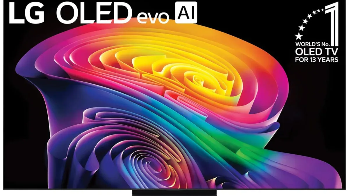 LG 83-inch C6 OLED television shown as a large living-room gaming display