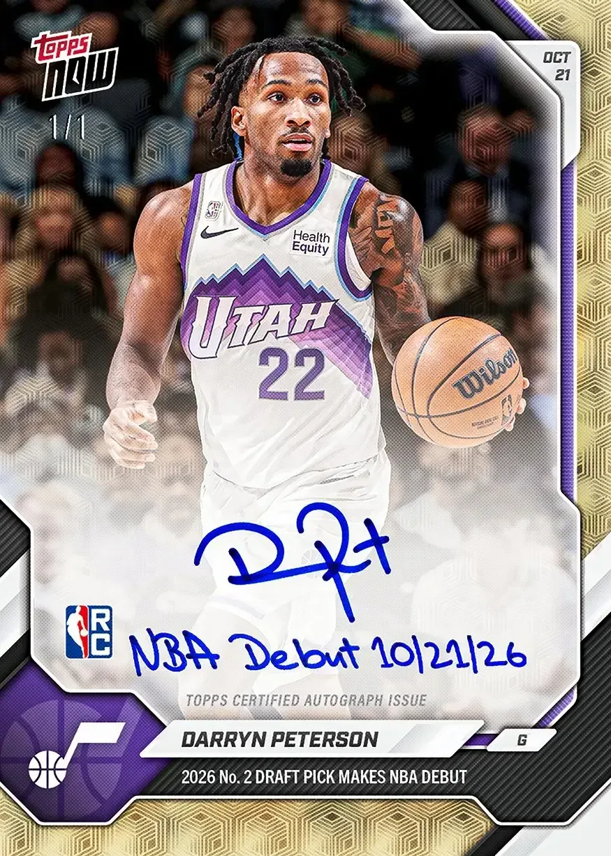 Topps NOW NBA Debut Inscription Autograph cards for four 2026 NBA rookies