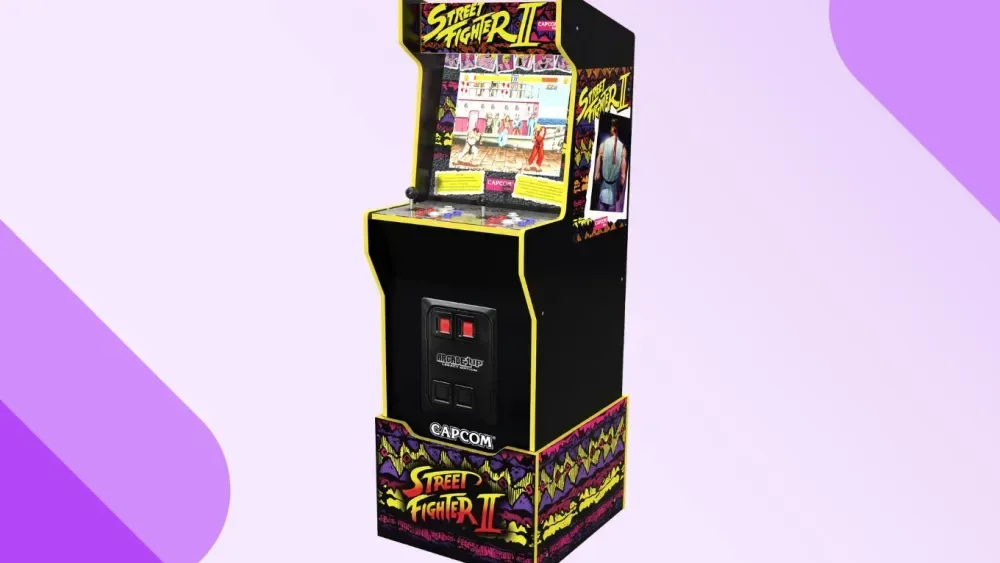 Street Fighter II Legacy home arcade cabinet with riser and 17-inch LCD display