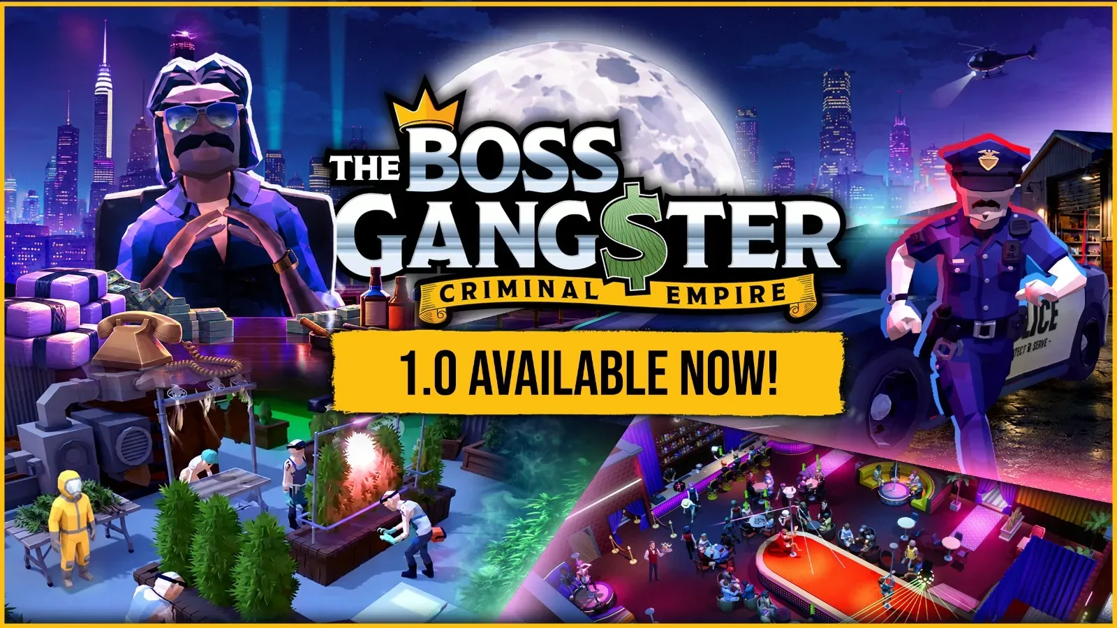 The Boss Gangster: Criminal Empire version 1.0 artwork showing its open-world crime sandbox