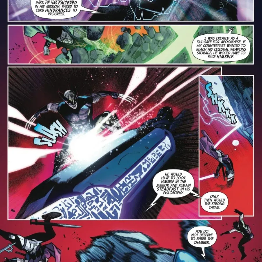 Giant robotic Apocalypse clone guards a chamber in Tomb of Apocalypse #3