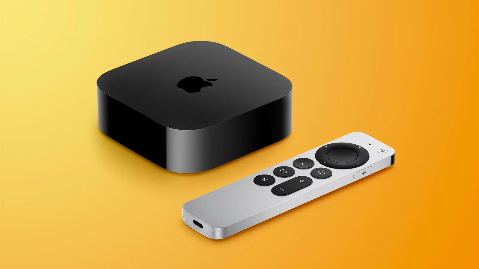 Apple TV 4K streaming box beside a Siri Remote