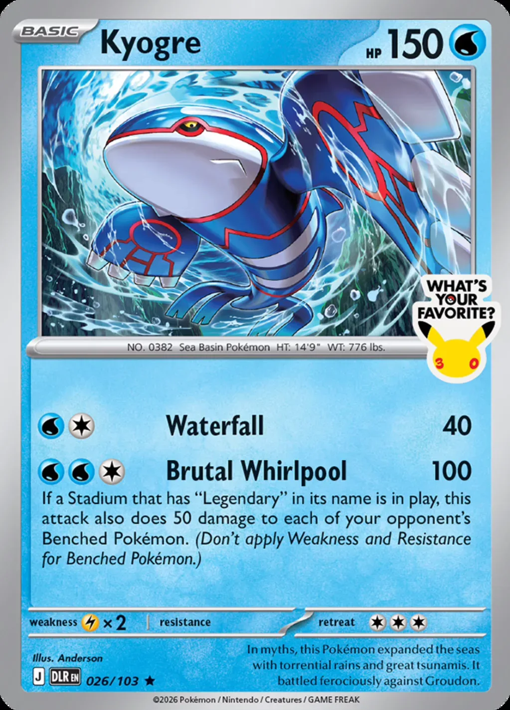 Pokémon 30 What’s Your Favorite logo on Mega Evolution—Delta Reign promo cards