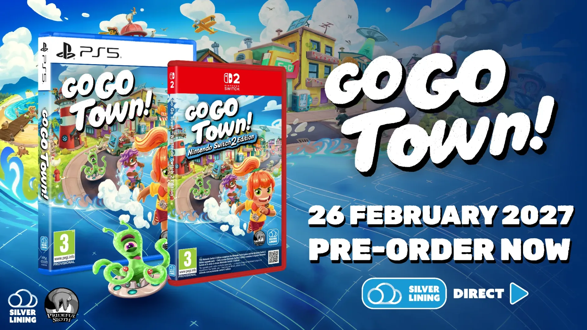 Go-Go Town! physical edition artwork for PlayStation 5 and Nintendo Switch 2