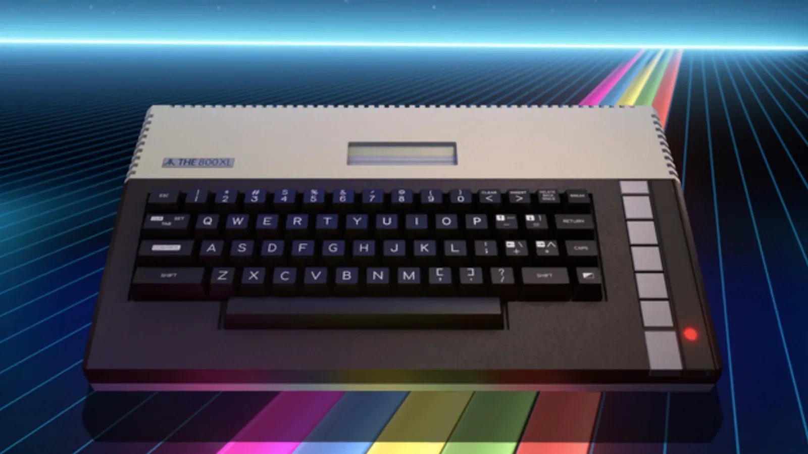 Modern Atari 800XL computer revival with mechanical keyboard and joystick