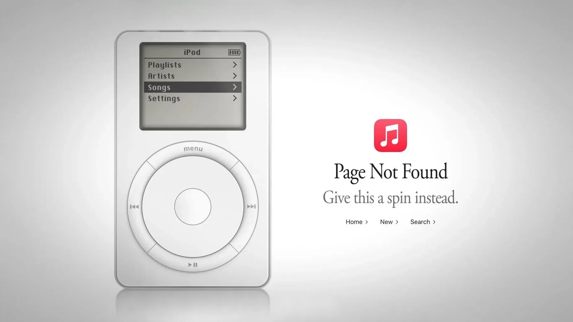 Apple Music’s Web 404 Hides a Click-Wheel iPod—and a Breakout Easter Egg