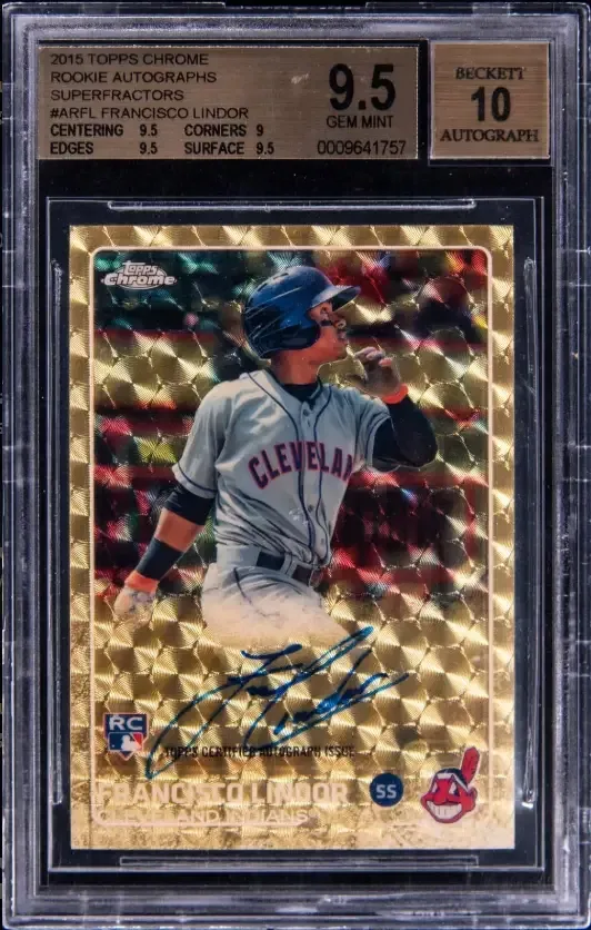Francisco Lindor 2011 Bowman Chrome Red Refractor Autograph numbered to five