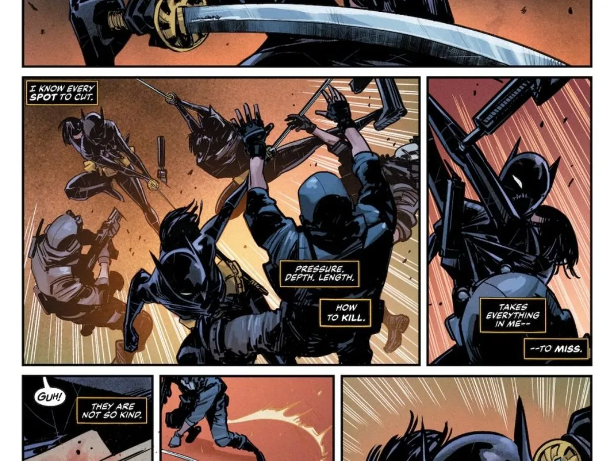 Batgirl carries a sick infant through plant-ravaged Gotham in Batgirl #24