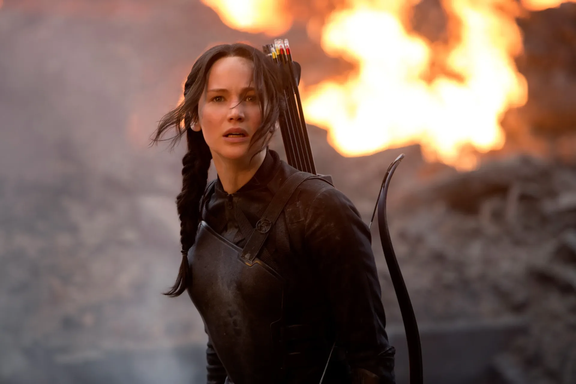 Jennifer Lawrence as Katniss Everdeen in The Hunger Games franchise