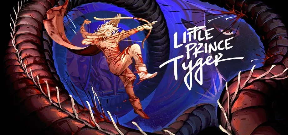 Little Prince Tyger pixelated hunter aims a bow in a dark fantasy one-screen level