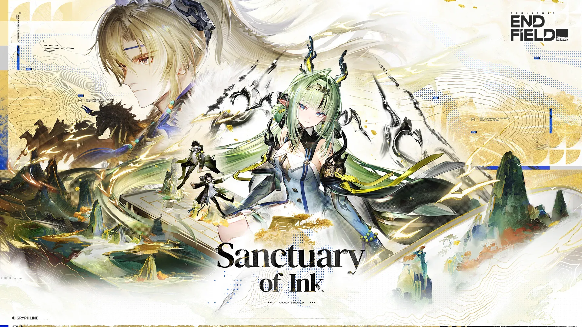 Arknights: Endfield Sanctuary of Ink artwork showing the living landscape scroll setting