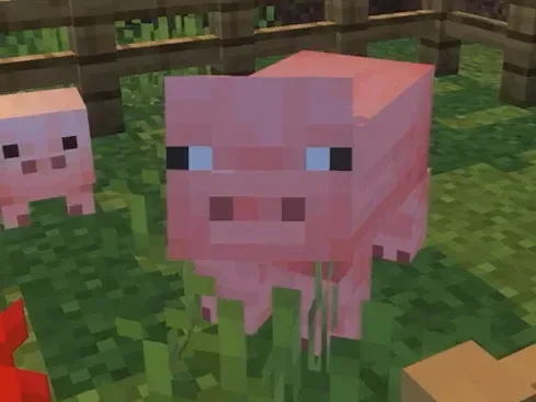 Tweetcraft sponsorship options shown alongside a Minecraft-style block world