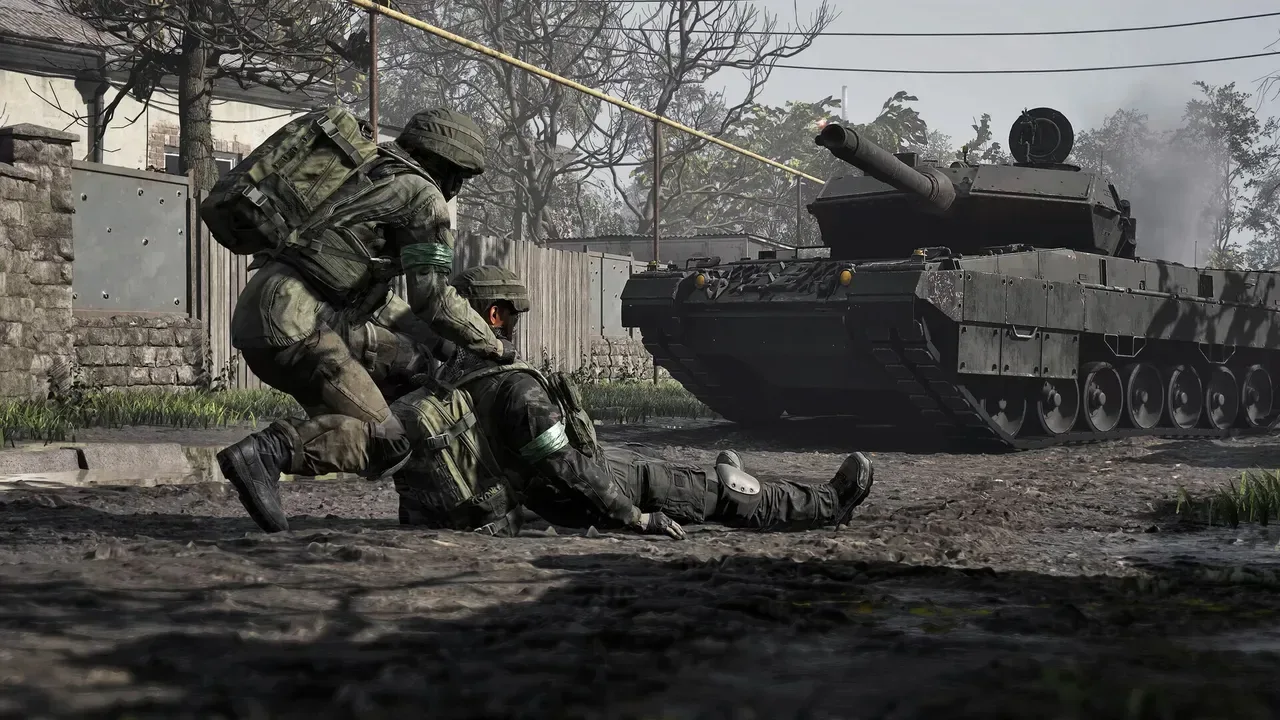Wardogs military sandbox battle with vehicles and infantry near the objective